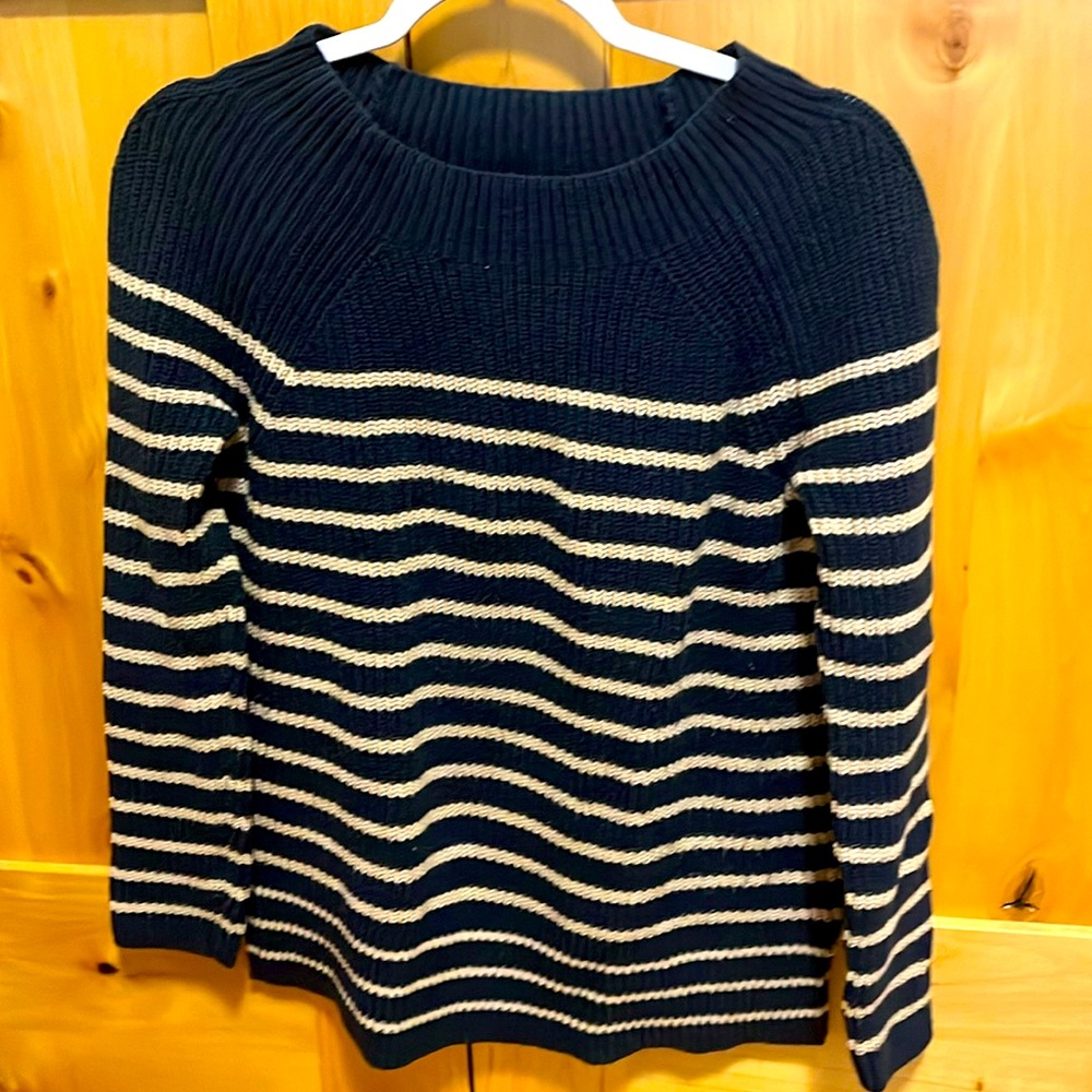 Lands End Boxy cotton striped sweater. XS.